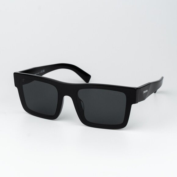 Prada Women Sunglasses Black Grey Rectangle PR19WSF 1AB5S0 NEW AUTHENTIC - Picture 1 of 10
